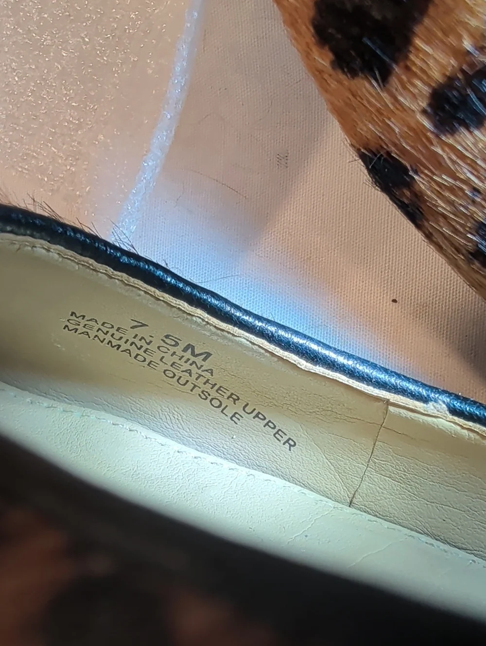 Talbots size 7.5 Leather Upper Leopard Print Ankle Strap Flats - Brown/Tan